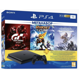 Игровая приставка Sony PlayStation 4 1TB Gran Turismo Sport + Horizon Zero Dawn. Complete Edition + Ratchet and Clank + PS Plus на 3 мес