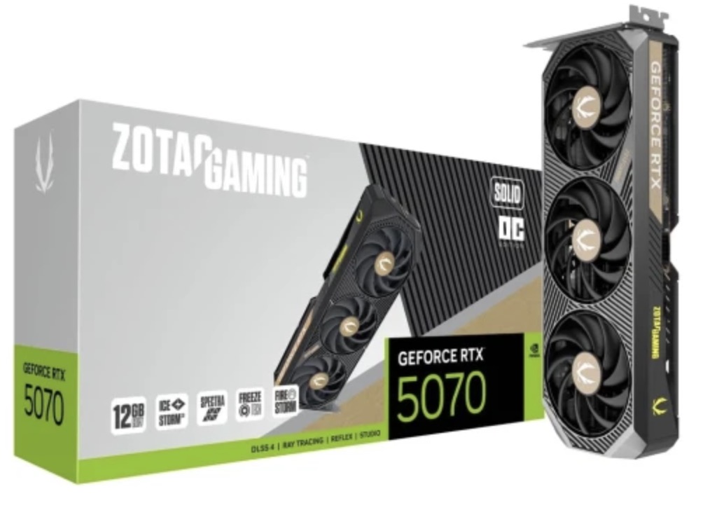 Видеокарта GeForce RTX 5070 ZOTAC Gaming SOLID OC 12GB (P288-1N764-301Z8)