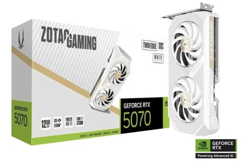 Видеокарта NVIDIA GeForce RTX 5070 Zotac Twin Edge White OC 12Gb (ZT-B50700Q-10P)