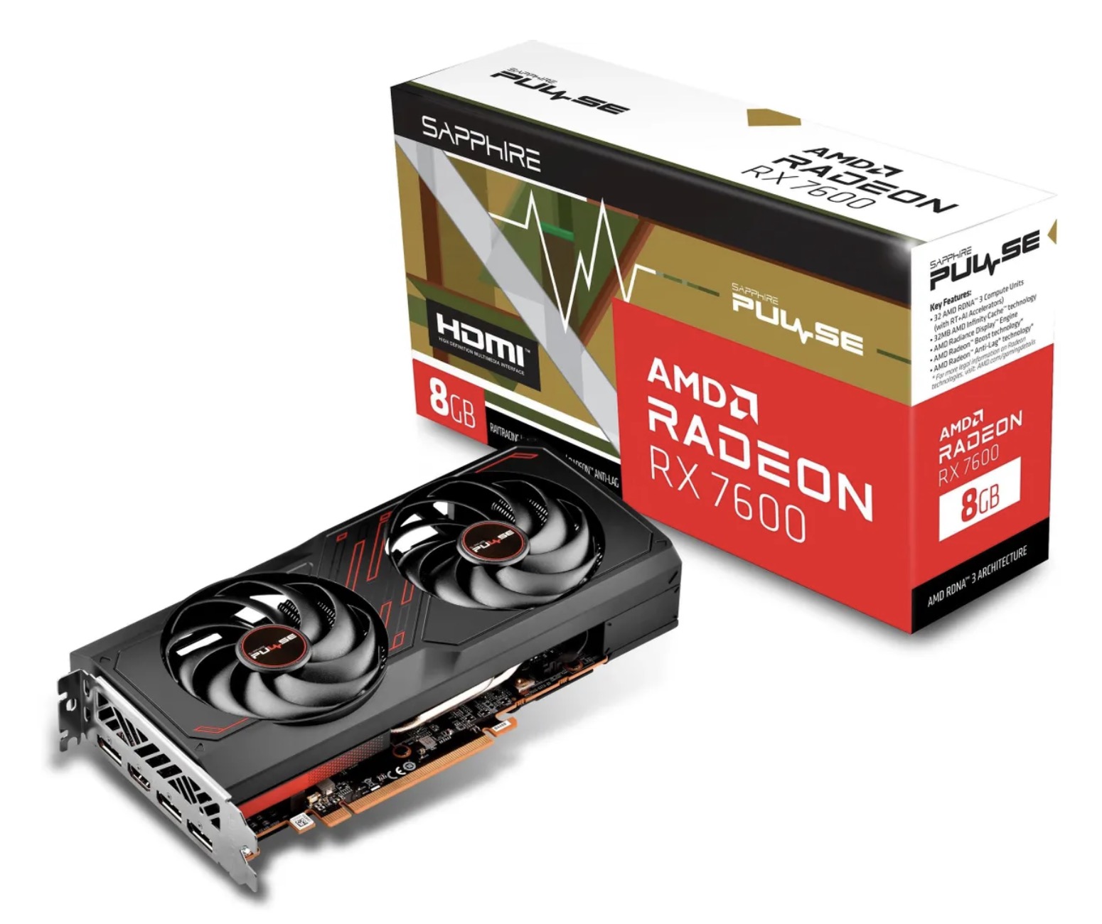 Видеокарта Sapphire AMD Radeon Rx7600 Pulse Gaming OC 8GB
