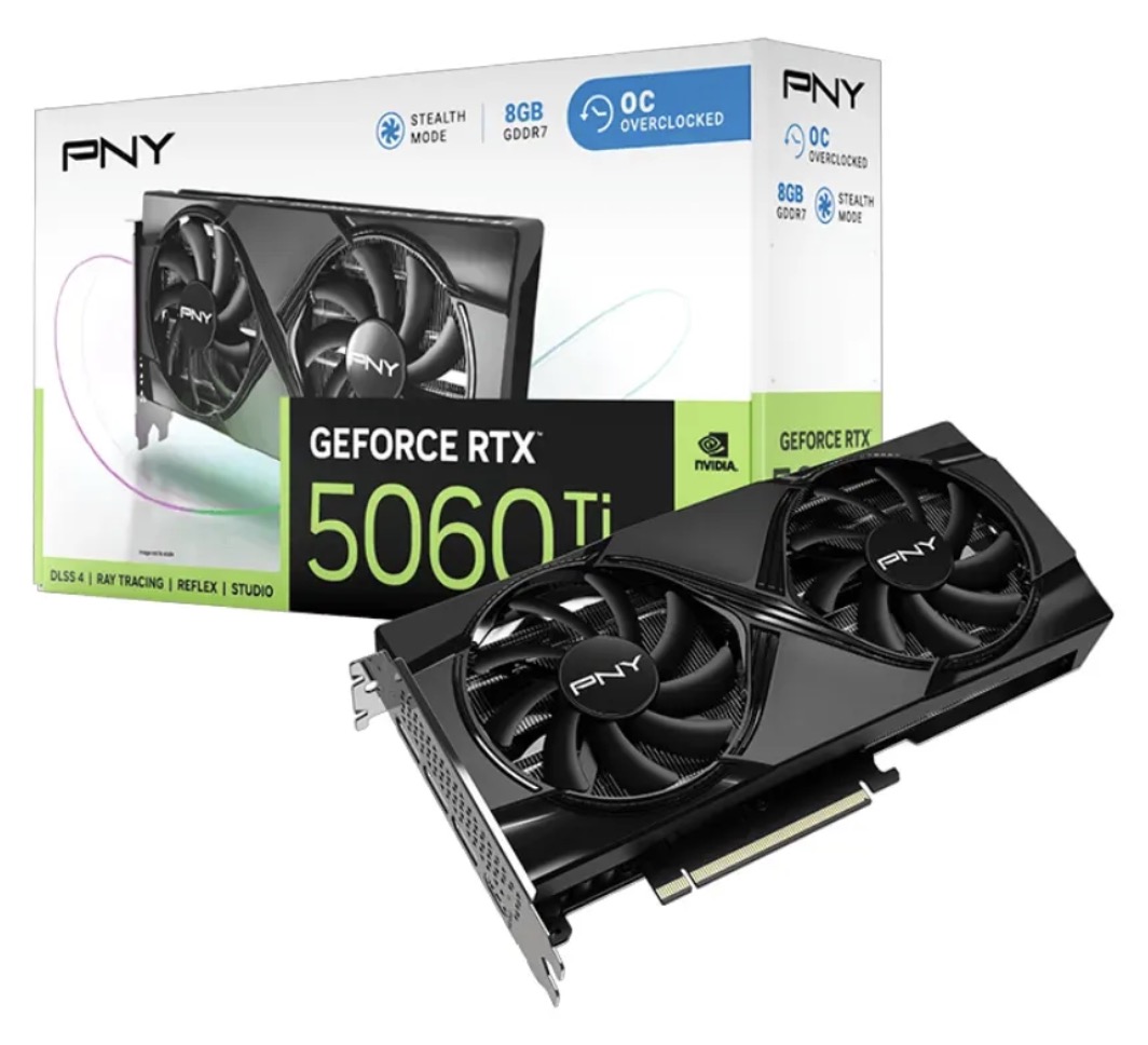 Видеокарта PNY GeForce RTX 5060 Ti 8GB Overclocked Dual Fan