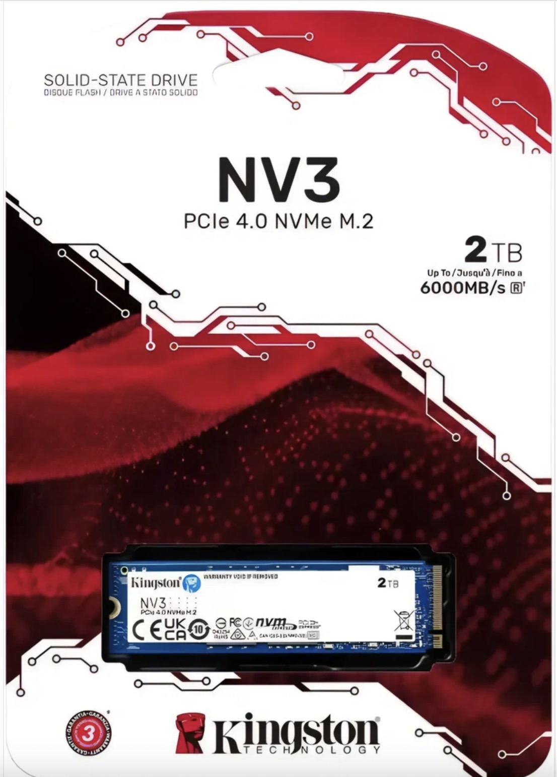 Внутренний SSD-диск Kingston 2 ТБ NV3 M.2 PCI-E 4.0 (SNV3S/2000GCN)