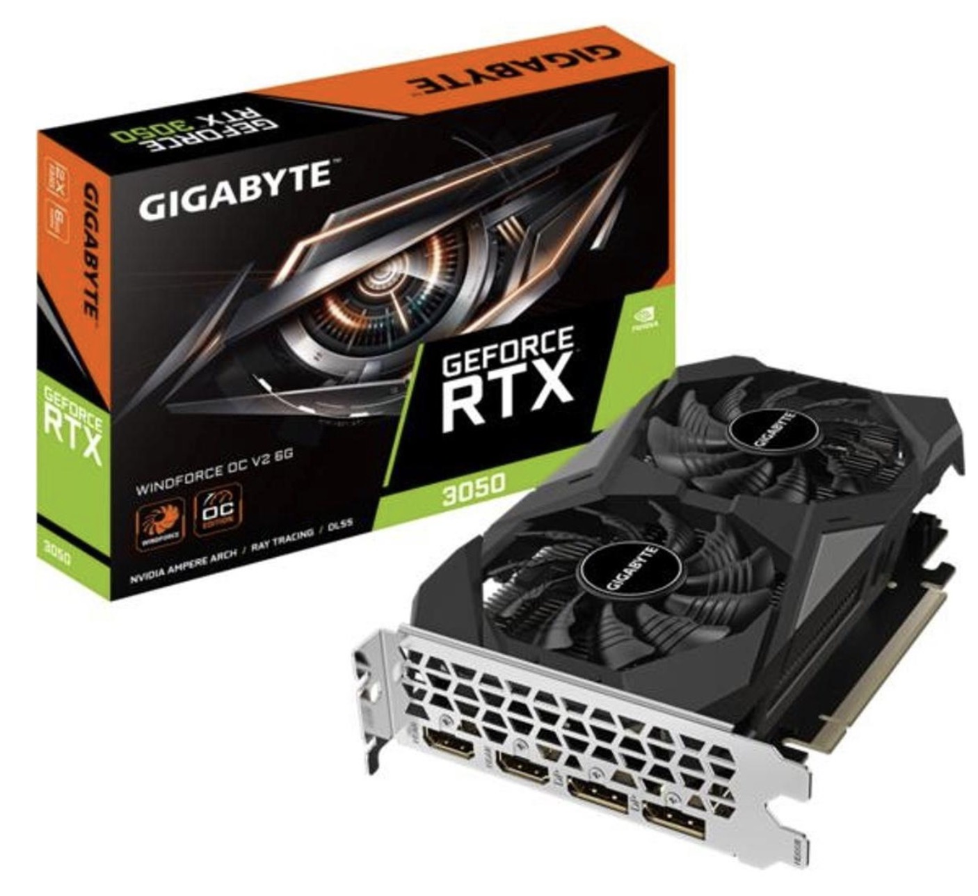 Видеокарта GIGABYTE GeForce RTX 3050 WINDFORCE V2 OC [GV-N3050WF2OCV2-6GD]