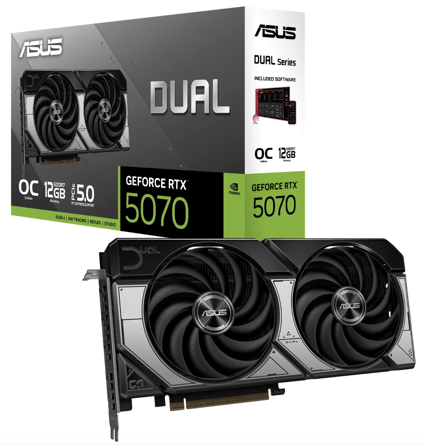 Видеокарта ASUS GeForce RTX 5070 DUAL OC 12GB DUAL-RTX5070-O12G (90YV0M17-M0NA00)